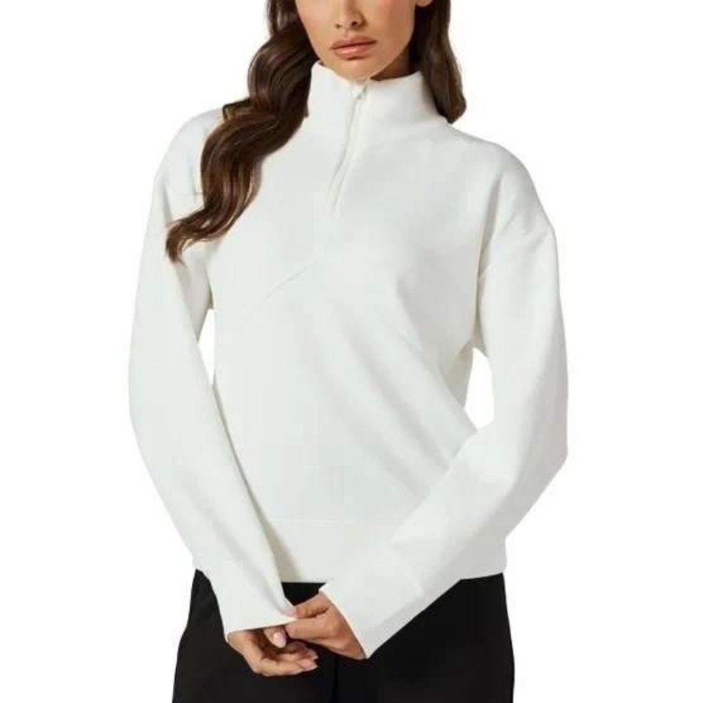 NWT Infinity Linearflex Women's M 1/4 Zip Sweatshirt Ivory  Polyester